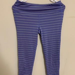 Athleta Purple Striped Capri Leggings